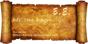 Bálint Edvin névjegykártya