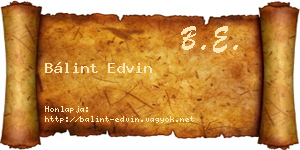 Bálint Edvin névjegykártya